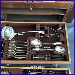 Silver Plated 106 Piece Cutlery In Oak Wellington Chest. Joseph Rodgers 1920