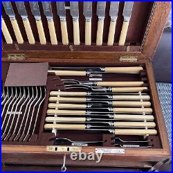 Silver Plated 106 Piece Cutlery In Oak Wellington Chest. Joseph Rodgers 1920