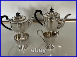 Silver Plated 4 Piece Footed Tea/coffee Service All On Raised Feet (sptcs-14)