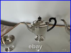 Silver Plated 4 Piece Footed Tea/coffee Service All On Raised Feet (sptcs-14)
