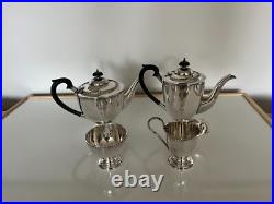 Silver Plated 4 Piece Footed Tea/coffee Service All On Raised Feet (sptcs-14)