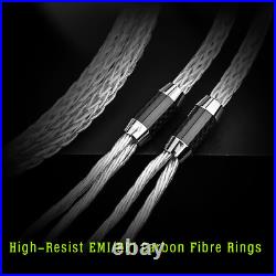 Silver Plated 8 AWG OCC HiFi Speaker Wire Cable & Carbon Fiber Banana Spade Plug