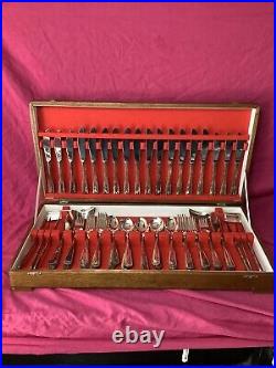 Silver Plated A1 124 Piece Canteen of Cutlery in WOOD CANTEEN CASE 60cm Long