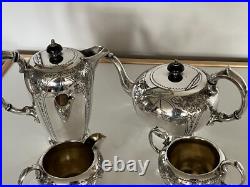 Silver Plated Epbm 4 Piece Footed Tea/coffee Service On Raised Feet (sptcs-0)