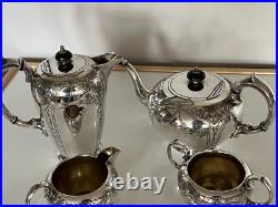 Silver Plated Epbm 4 Piece Footed Tea/coffee Service On Raised Feet (sptcs-0)