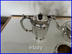 Silver Plated Epbm 4 Piece Footed Tea/coffee Service On Raised Feet (sptcs-0)