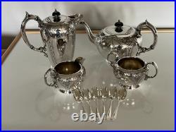 Silver Plated Epbm 4 Piece Footed Tea/coffee Service On Raised Feet (sptcs-0)