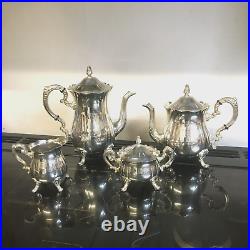 Silver Plated Teapot Set Antique Style 4 Piece Excellent Condition Jug and Bowl