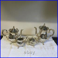 Silver Plated Teapot Set Antique Style 4 Piece Excellent Condition Jug and Bowl