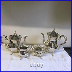 Silver Plated Teapot Set Antique Style 4 Piece Excellent Condition Jug and Bowl