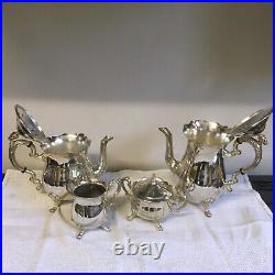 Silver Plated Teapot Set Antique Style 4 Piece Excellent Condition Jug and Bowl