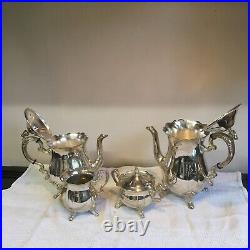 Silver Plated Teapot Set Antique Style 4 Piece Excellent Condition Jug and Bowl