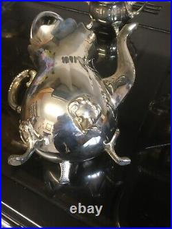 Silver Plated Teapot Set Antique Style 4 Piece Excellent Condition Jug and Bowl