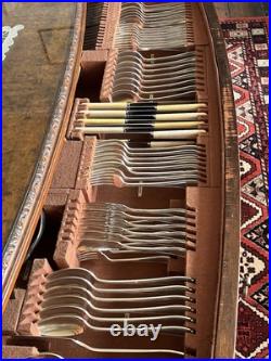 Solid Walnut Cutlery Canteen Drawer With Complete Eight Piece Silver Plate Set