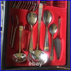 Solingen 84 piece Cutlery Set Gold Plated Embellishment With Lockable Case