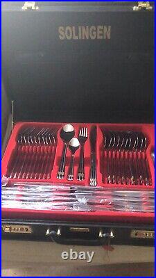 Solingen 84 piece Cutlery Set Gold Plated Embellishment With Lockable Case