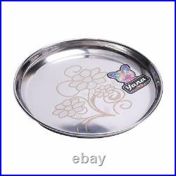 Stainless Steel Laser Design Dinner Plate Thali 12 inches Set of 6 Pieces