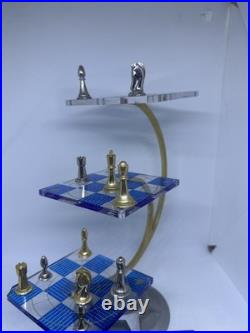 Star Trek 3 Dimensional Chess Set By Franklin Mint 1994 Gold/Silver Plate Pieces