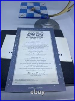 Star Trek 3 Dimensional Chess Set By Franklin Mint 1994 Gold/Silver Plate Pieces
