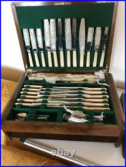 Stunning 103 Piece Canteen Of Silver Plated Cutlery In An Art Deco Fitted Case