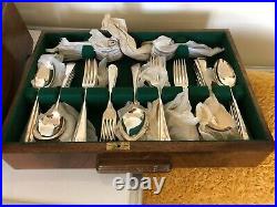 Stunning 103 Piece Canteen Of Silver Plated Cutlery In An Art Deco Fitted Case