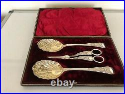 Stunning 3 Piece Silver Plated Berry Spoons & Grape Scissors Set