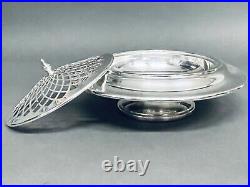 Stunning Antique Footed Silver Plate Dish/ Center Piece With Cover By Gotham