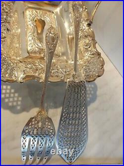 Stunning Antique Victorian Martin Hall Heavy Silver Plate Servers Exquisite