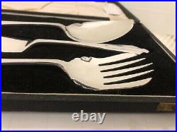 Stunning Cased 3 Piece Planished Silver Plated Art Deco Serving Set (spss-ac6)