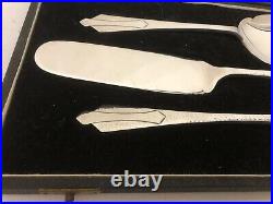 Stunning Cased 3 Piece Planished Silver Plated Art Deco Serving Set (spss-ac6)
