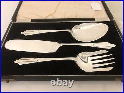 Stunning Cased 3 Piece Planished Silver Plated Art Deco Serving Set (spss-ac6)