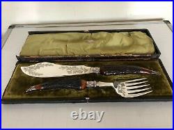 Stunning Silver Plated And Antler Horn Serving Set (a& D)