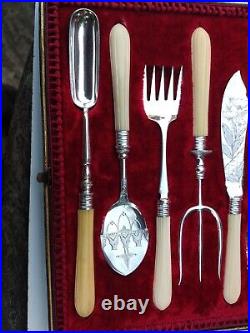Stunning Victorian Stilton Buffet Serving Set 6 Pcs Silver Plate Resin Handles