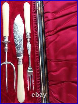 Stunning Victorian Stilton Buffet Serving Set 6 Pcs Silver Plate Resin Handles