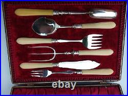 Stunning Victorian Stilton Buffet Serving Set 6 Pcs Silver Plate Resin Handles