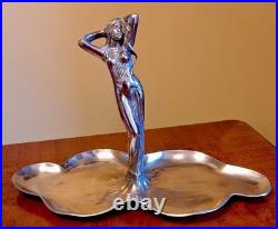 Stunning WMF Art Nouveau Sweatmeat Stand Lady In Flowing Dress By Albert Mayer