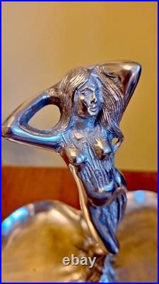 Stunning WMF Art Nouveau Sweatmeat Stand Lady In Flowing Dress By Albert Mayer