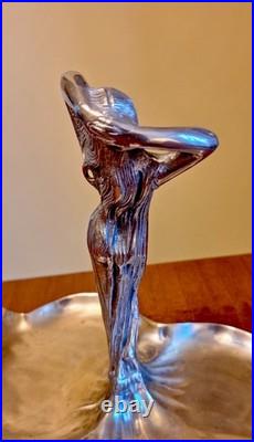 Stunning WMF Art Nouveau Sweatmeat Stand Lady In Flowing Dress By Albert Mayer