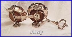 Stunning vintage silver carriage Twin wine bottle holder/ table center piece
