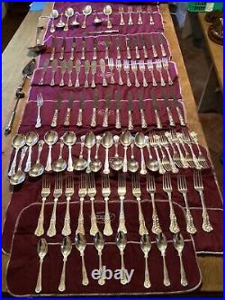 Superb 100 Piece kings Pattern Silver Plated Cutlery Set Wrapped In 7 Felt Rolls