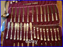 Superb 100 Piece kings Pattern Silver Plated Cutlery Set Wrapped In 7 Felt Rolls