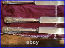 Superb 100 Piece kings Pattern Silver Plated Cutlery Set Wrapped In 7 Felt Rolls