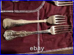 Superb 100 Piece kings Pattern Silver Plated Cutlery Set Wrapped In 7 Felt Rolls