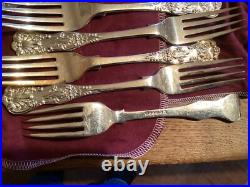 Superb 100 Piece kings Pattern Silver Plated Cutlery Set Wrapped In 7 Felt Rolls