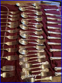 Superb 100 Piece kings Pattern Silver Plated Cutlery Set Wrapped In 7 Felt Rolls