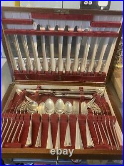 Superb Art Deco Boxed Silver Plate 67 Piece Canteen of Cutlery