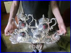 Superb Condition Old Antique Regency Style Silver Plate 4 Piece Teapot Set Tray