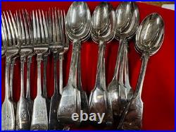 Superb Victorian Cutlery Fiddle Pattern 12 Place/ 36 Pieces John Round & Son