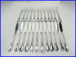 VERY FINE FRENCH Christofle SILVERPLATE FLATWARE SET, MARLY PATTERN 131 PIECES