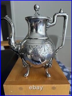 VICTORIAN REED AND BARTON SILVER PLATE TEA SERVICE 4 PIECE 1870's-90's